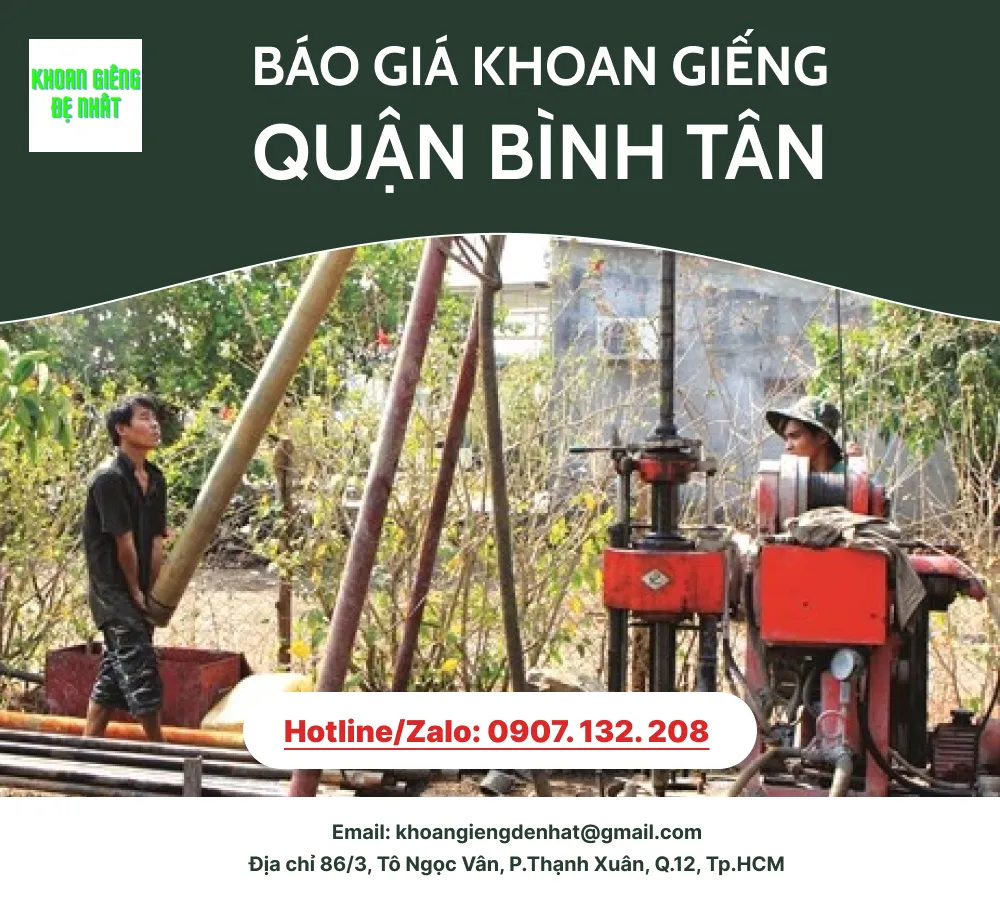 Bảng báo giá khoan giếng quận Bình Tân mới nhất 2023