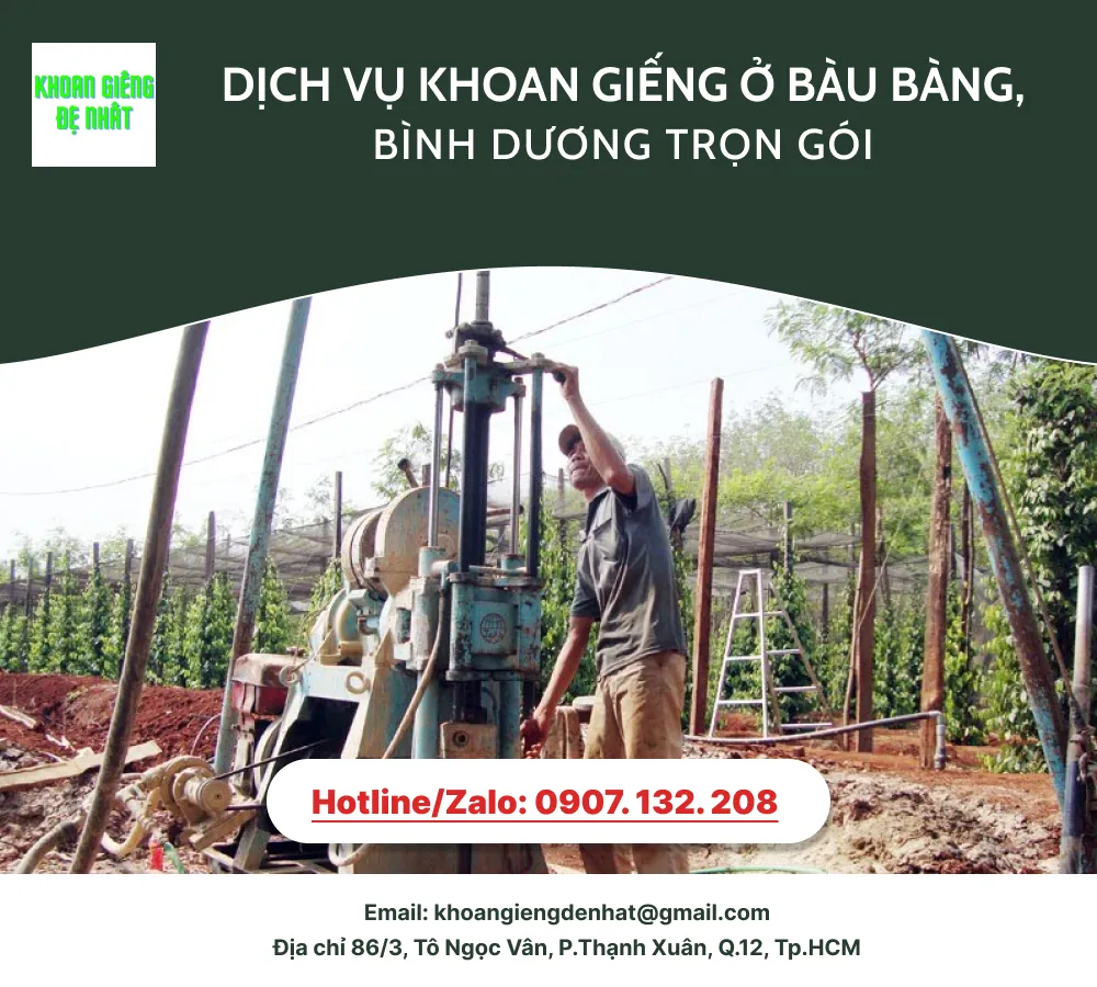 Dịch vụ khoan giếng ở Bàu Bàng, Bình Dương trọn gói