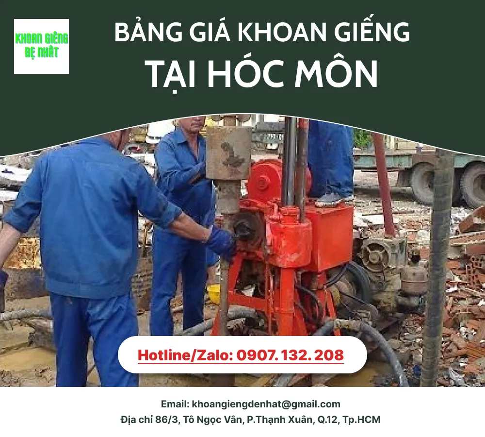 Bảng giá khoan giếng tại Hóc Môn [Cập nhật 2023]