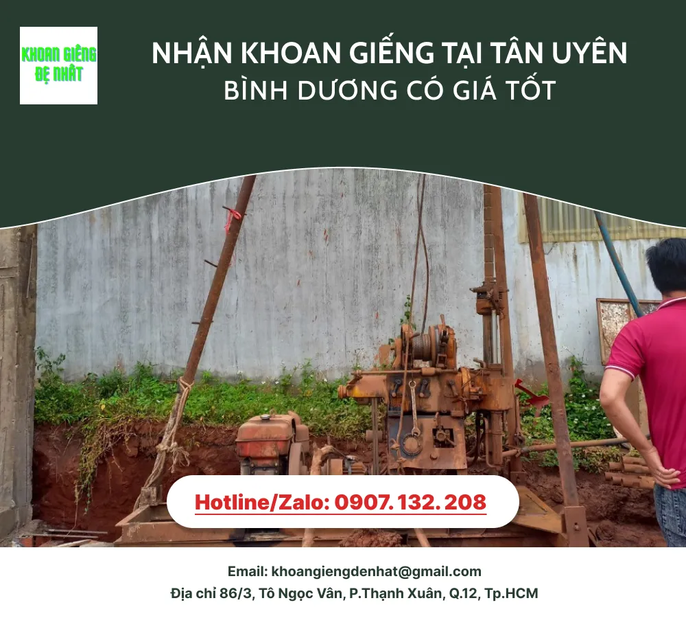 Nhận khoan giếng tại Tân Uyên Bình Dương có giá tốt