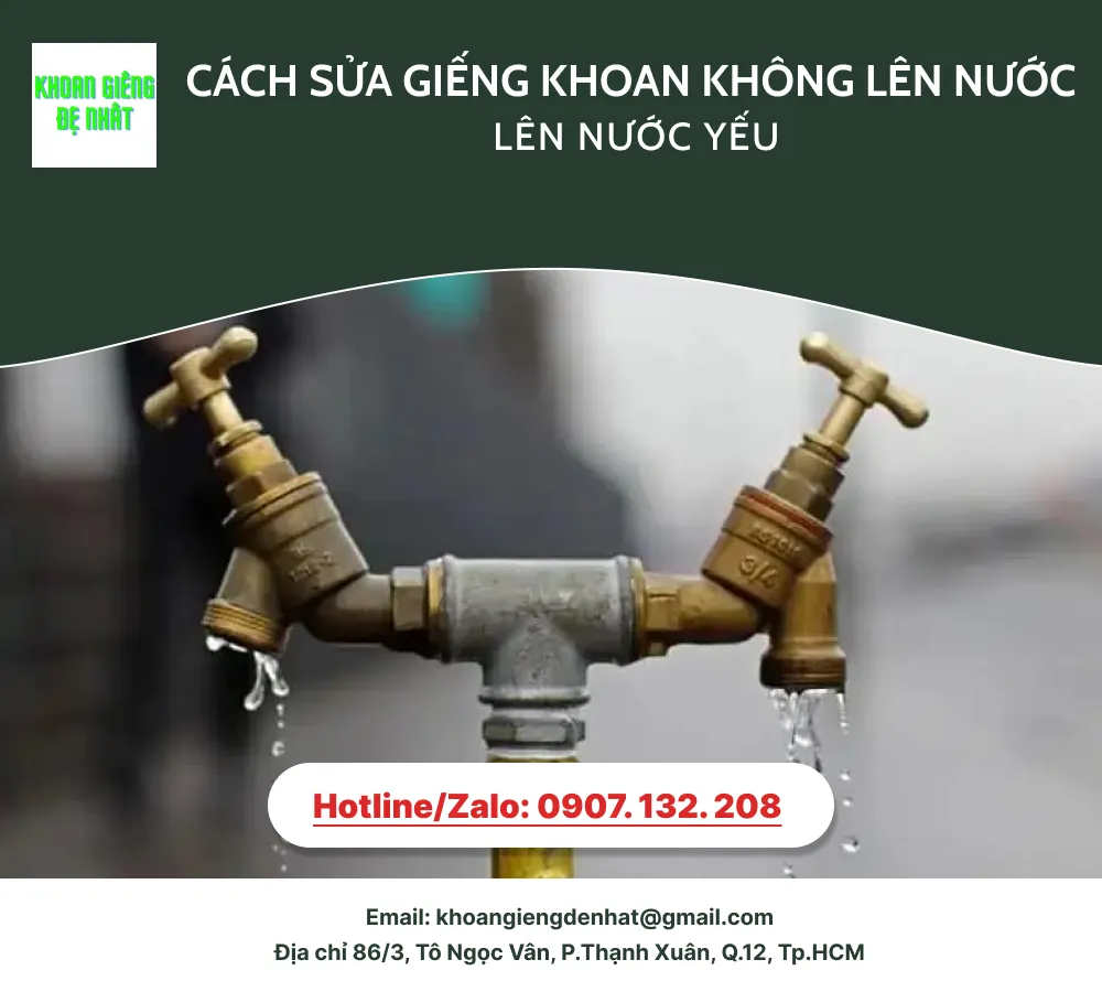 Cách sửa giếng khoan không lên nước, lên nước yếu