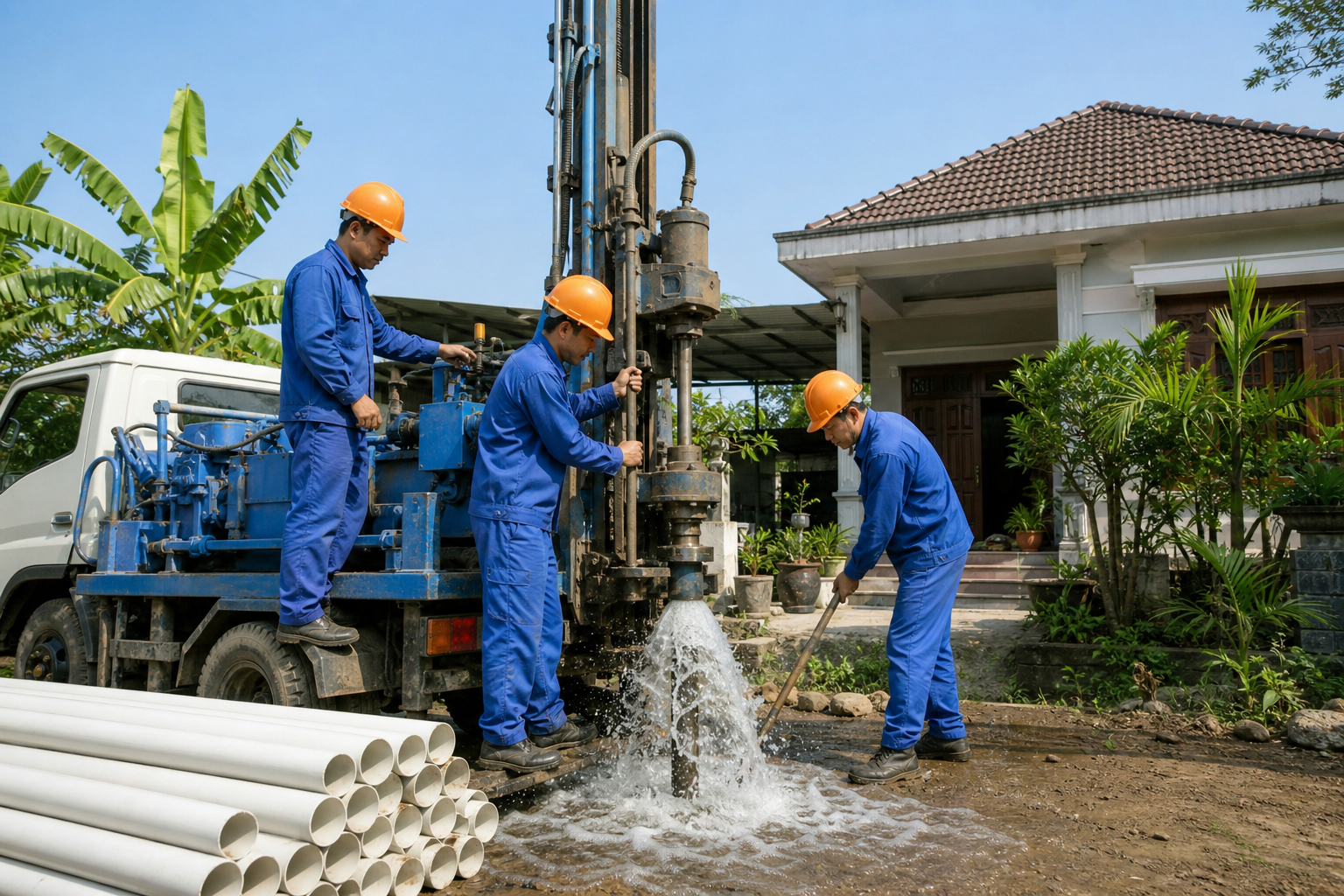 Đội ngũ Khoan Giếng Đệ Nhất thi công tại công trình